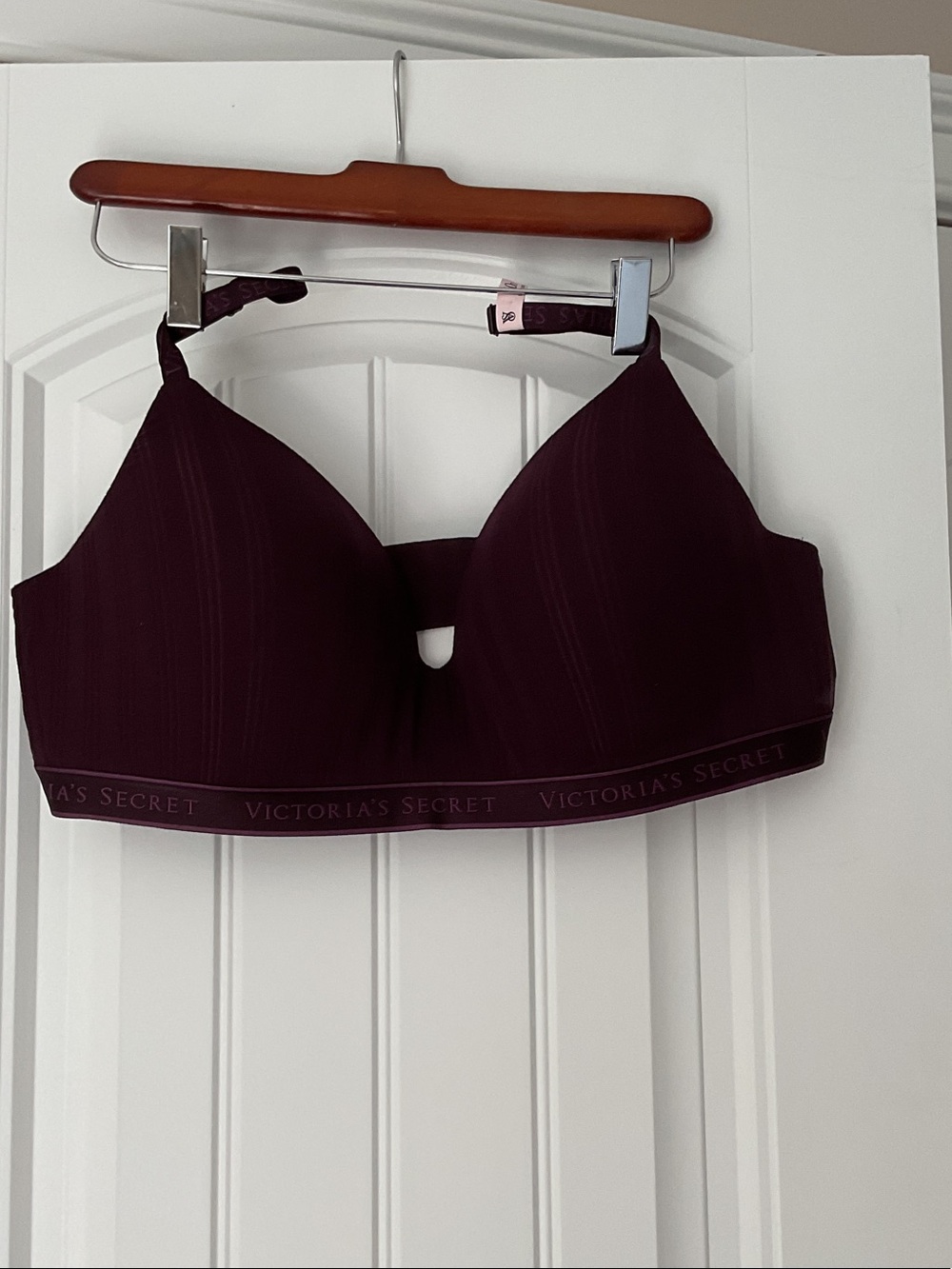 Victoria's Secret Deep Plum Wireless Bra with Subtle Logo Band